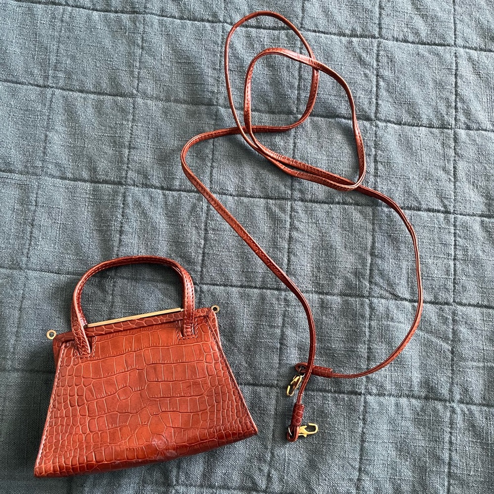 Mini Genuine Crocodile leather purse vintage cognac by Gold Pfeil